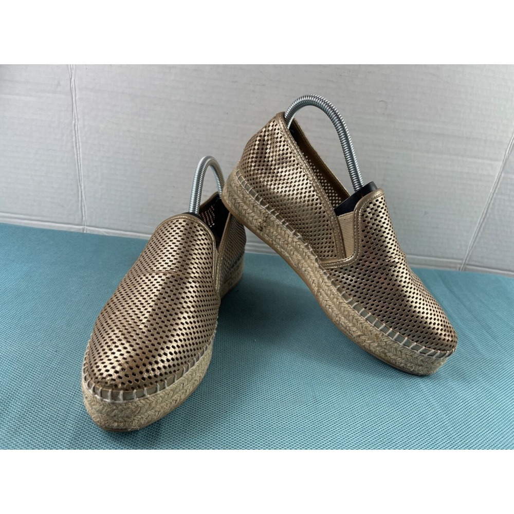 Steve Madden Wright Platform Espadrille Flats Loafer Women Shoes Gold 8M Leather